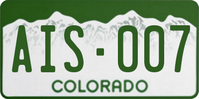 CO license plate AIS007