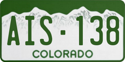 CO license plate AIS138