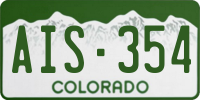 CO license plate AIS354