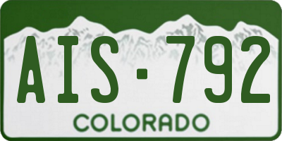 CO license plate AIS792