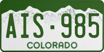 CO license plate AIS985