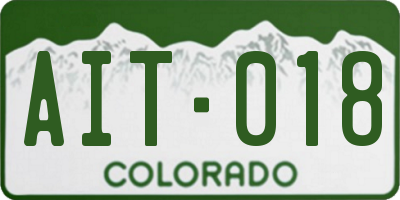 CO license plate AIT018