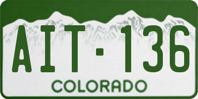 CO license plate AIT136