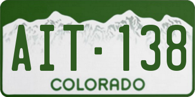 CO license plate AIT138