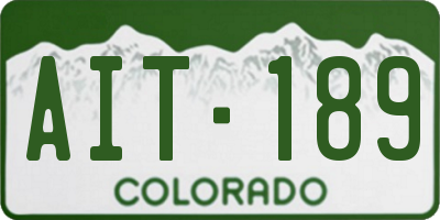 CO license plate AIT189