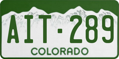 CO license plate AIT289