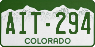 CO license plate AIT294