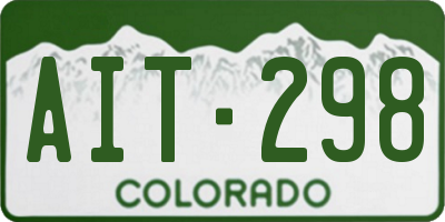 CO license plate AIT298