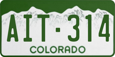 CO license plate AIT314