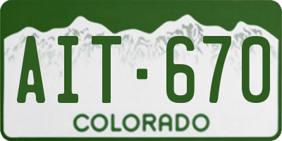 CO license plate AIT670