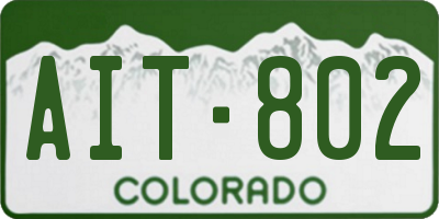 CO license plate AIT802
