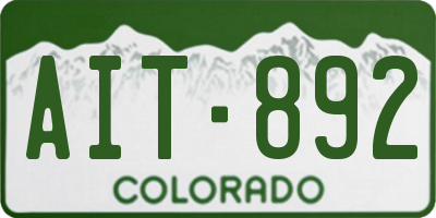 CO license plate AIT892