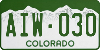 CO license plate AIW030