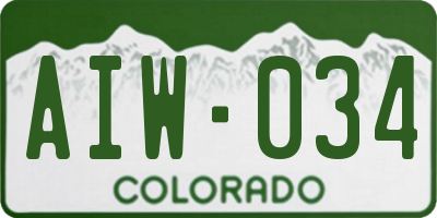 CO license plate AIW034