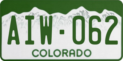CO license plate AIW062