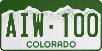 CO license plate AIW100