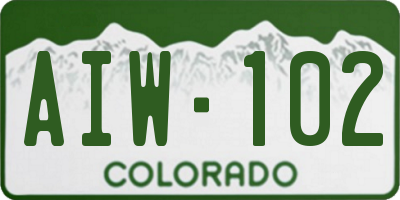 CO license plate AIW102