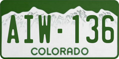 CO license plate AIW136