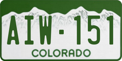 CO license plate AIW151