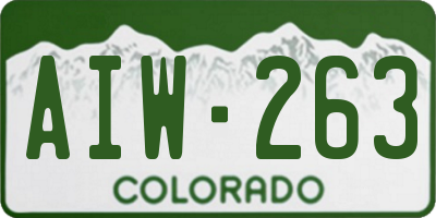 CO license plate AIW263