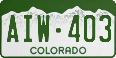 CO license plate AIW403