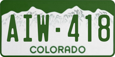 CO license plate AIW418