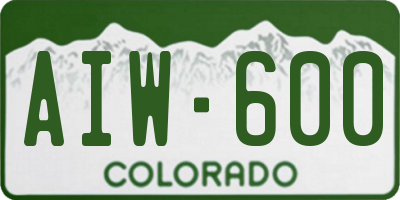 CO license plate AIW600