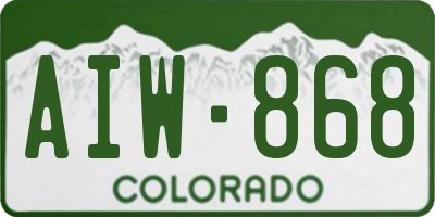 CO license plate AIW868