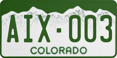 CO license plate AIX003