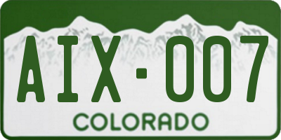 CO license plate AIX007