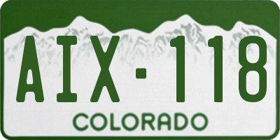 CO license plate AIX118
