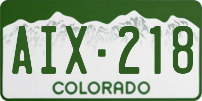CO license plate AIX218