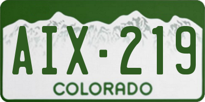 CO license plate AIX219