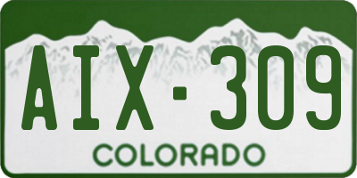 CO license plate AIX309