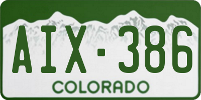 CO license plate AIX386