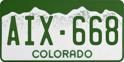 CO license plate AIX668
