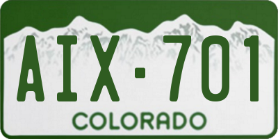 CO license plate AIX701