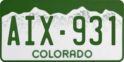 CO license plate AIX931