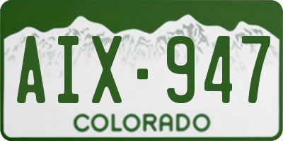 CO license plate AIX947