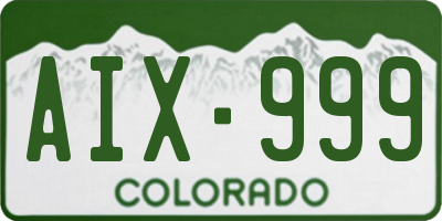 CO license plate AIX999