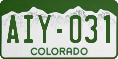 CO license plate AIY031