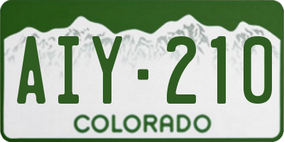 CO license plate AIY210
