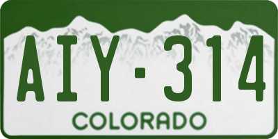 CO license plate AIY314