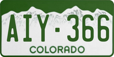 CO license plate AIY366