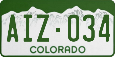 CO license plate AIZ034