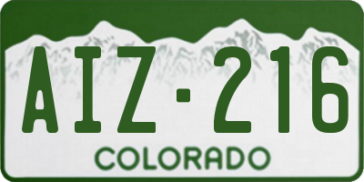 CO license plate AIZ216