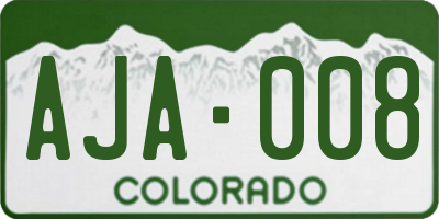CO license plate AJA008