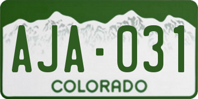 CO license plate AJA031