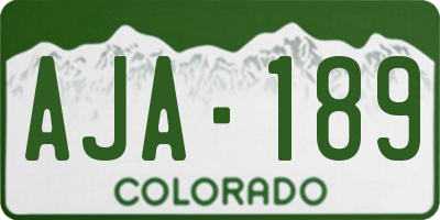 CO license plate AJA189