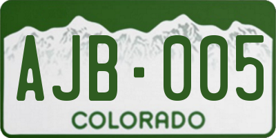 CO license plate AJB005